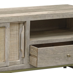 Meuble TV ajouré en bois de manguier 150 cm - Jaya