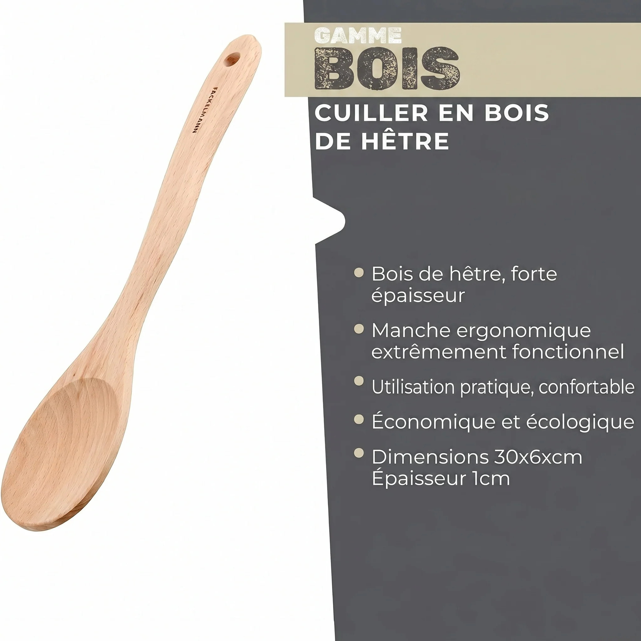 Cuillère de cuisine en bois FSC Fackelmann Nature