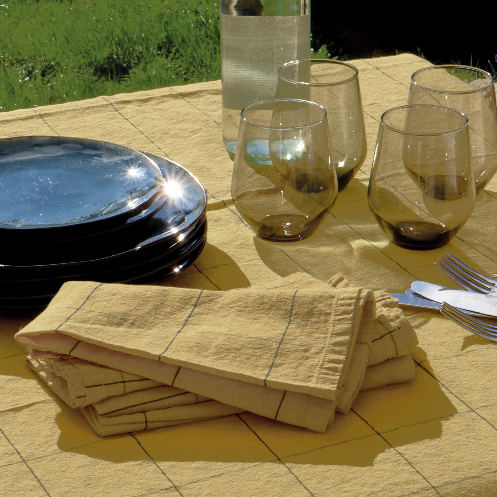 Serviette de table en lin et coton, TISSAGE GRAPHIQUE