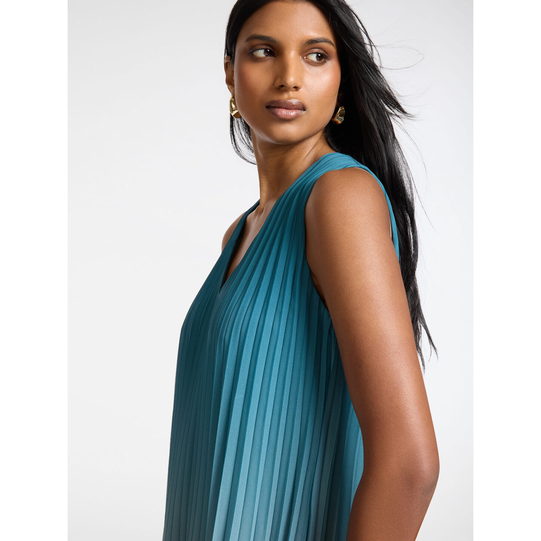 Elena Mirò - Top plisado de color degradado - Green Water