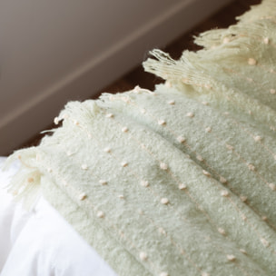 Chemin de lit / Étole aspect mohair à pois - Vert