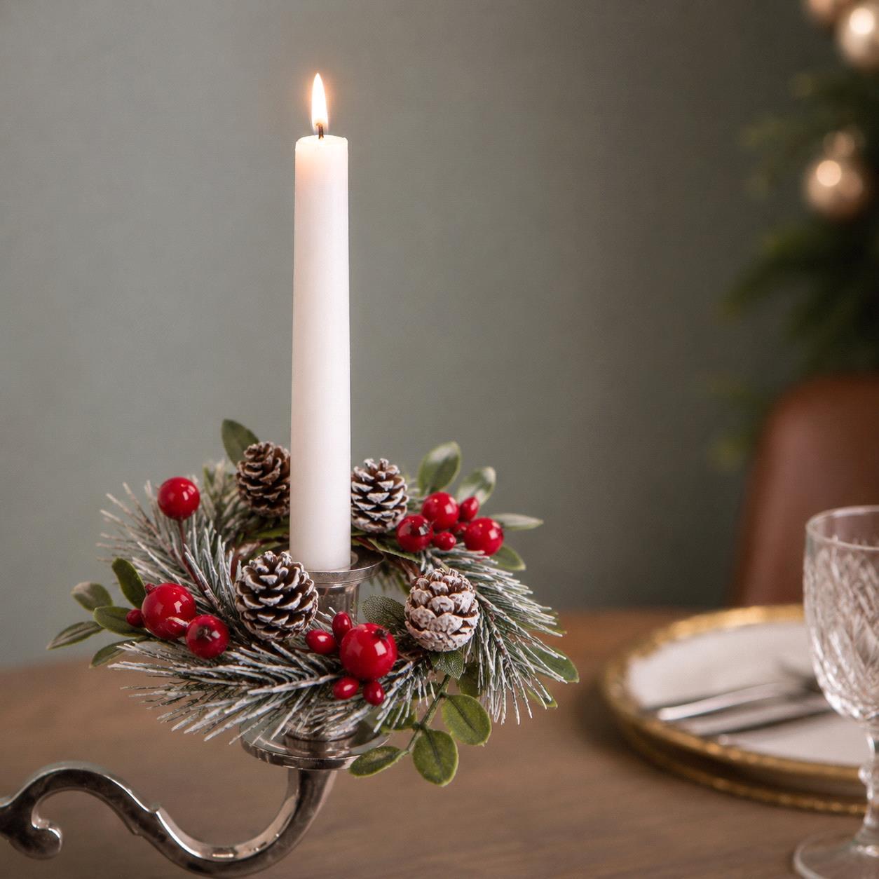 Girocandela con bacche e ilex - Pezzi 12 - ROSSO - Bianchi Dino SpA