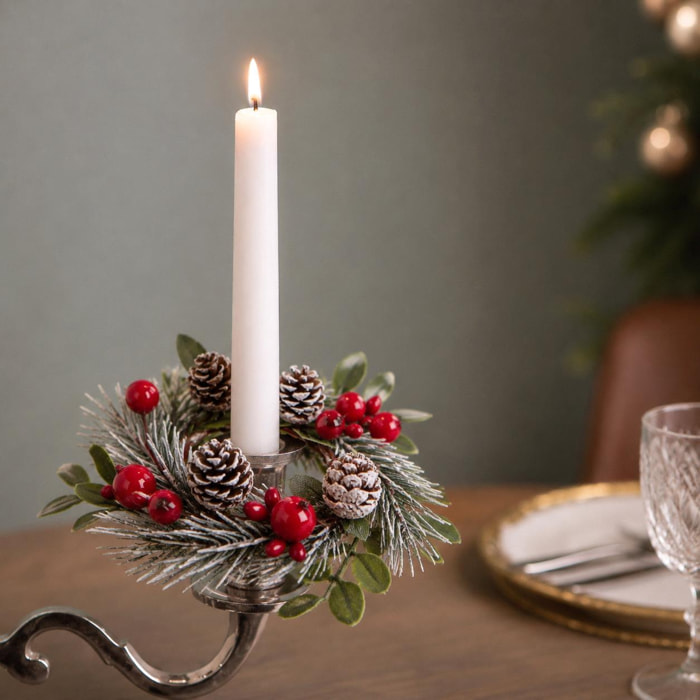 Girocandela con bacche e ilex - Pezzi 12 - ROSSO - Bianchi Dino SpA