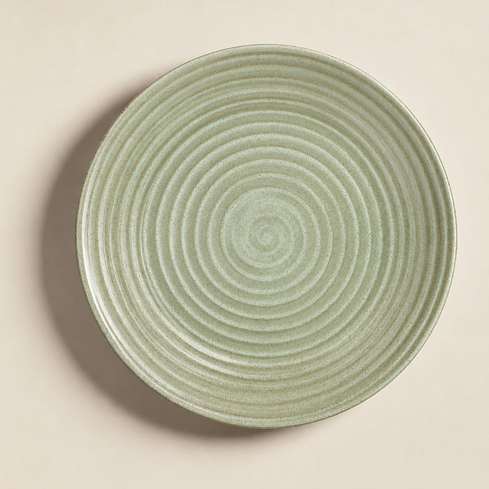 Lot de 6 assiettes plates 27cm en grès vert TURBOLINO