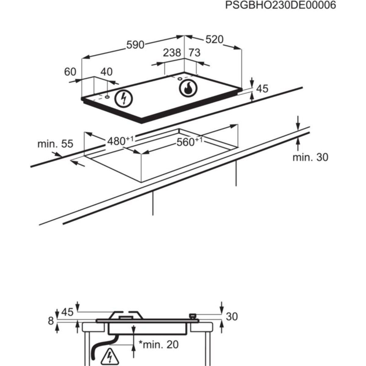 Plaque gaz ELECTROLUX KGG643753K