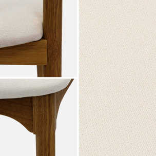 Lot de 2 chaises vintage bois d'hévéa noyer et tissu beige - L 46 x P 53 x H 78cm - Athena