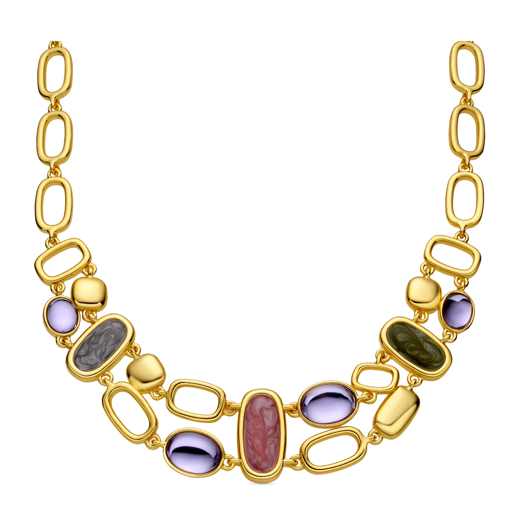 Collar con Lacado Multicolor acabado oro 18k