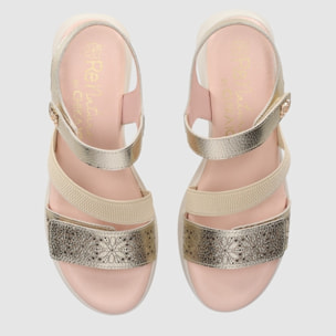 Sandalias de Piel - Platino - Tacón: 5 cm