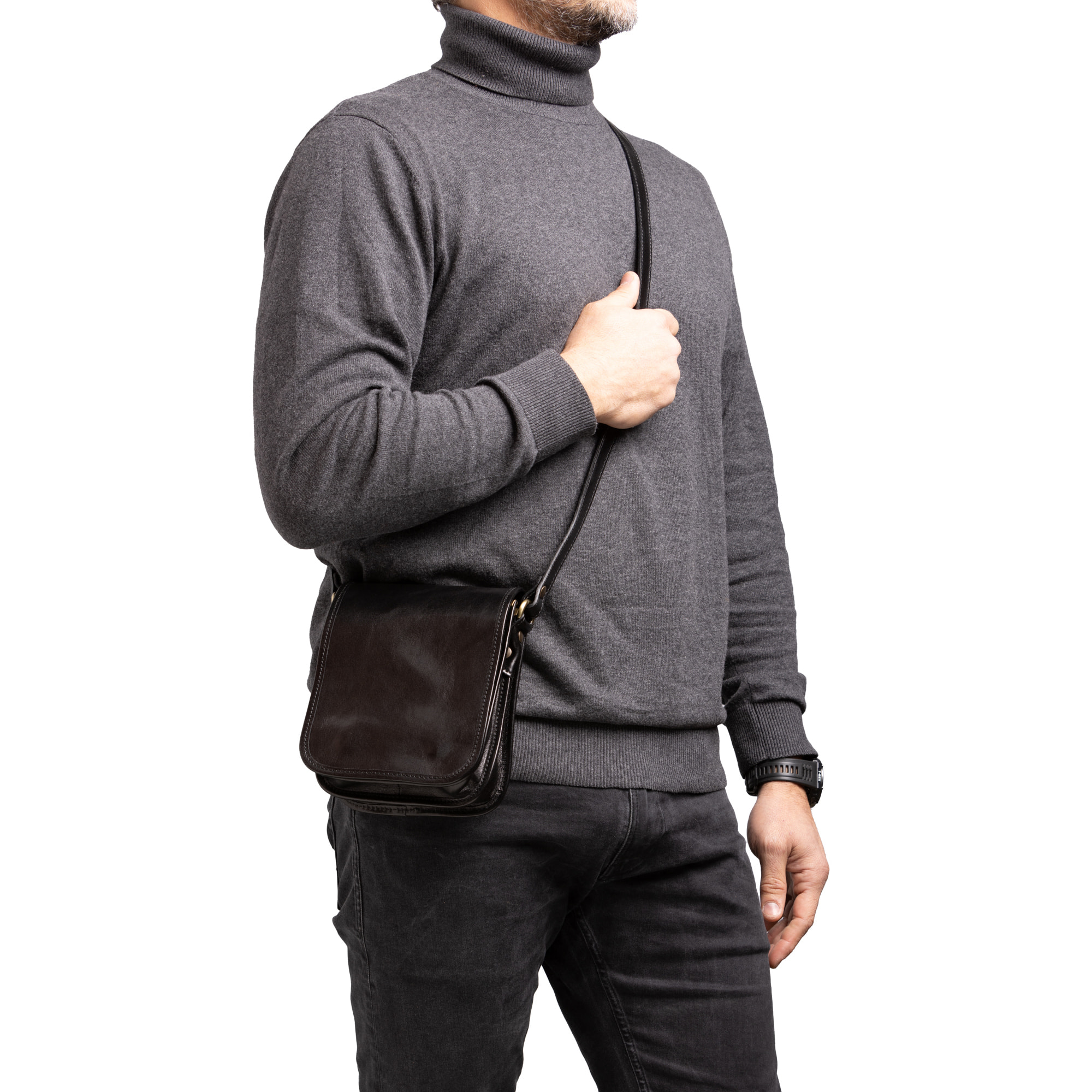 Borsa a tracolla  da uomo In Vera pelle Made in Italy 20x16,5x10 cm