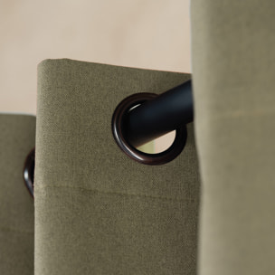 Rideau 100% occultant thermique phonique chiné - Kaki