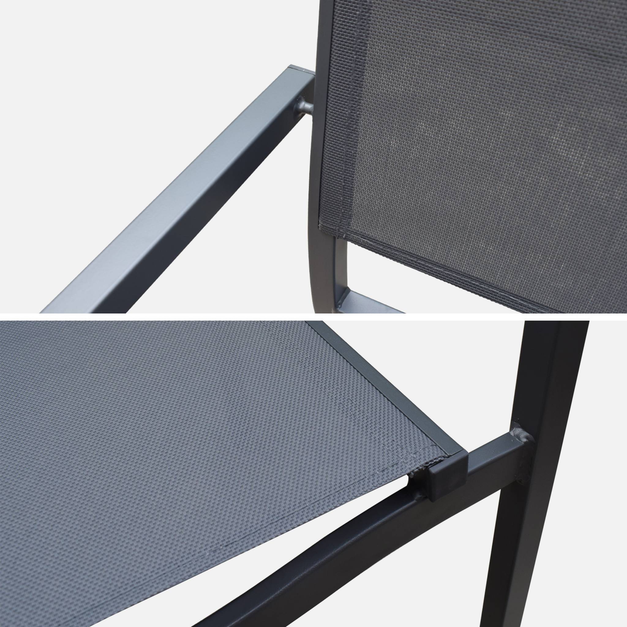 Lot de 4 chaises de jardins empilables en aluminium et textilène. anthracite