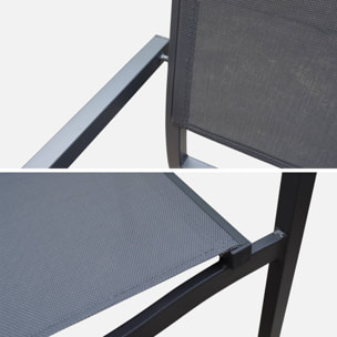 Lot de 4 chaises de jardins empilables en aluminium et textilène. anthracite