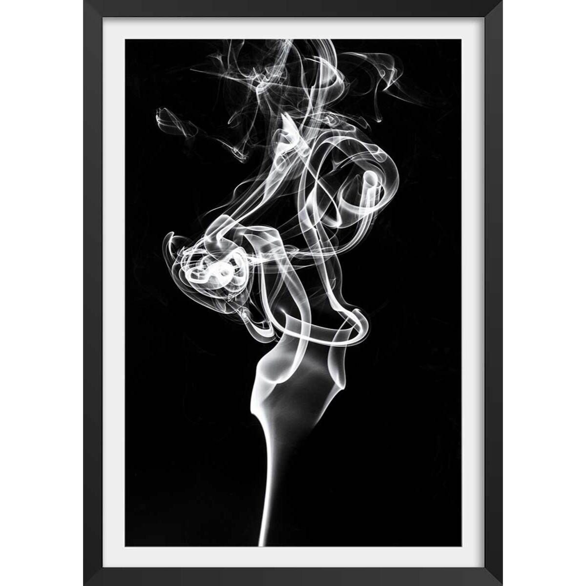 Poster white smoke tulip dream Affiche + cadre en bois - Noir