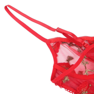 Top y bragas con estampado de mariposa rojo