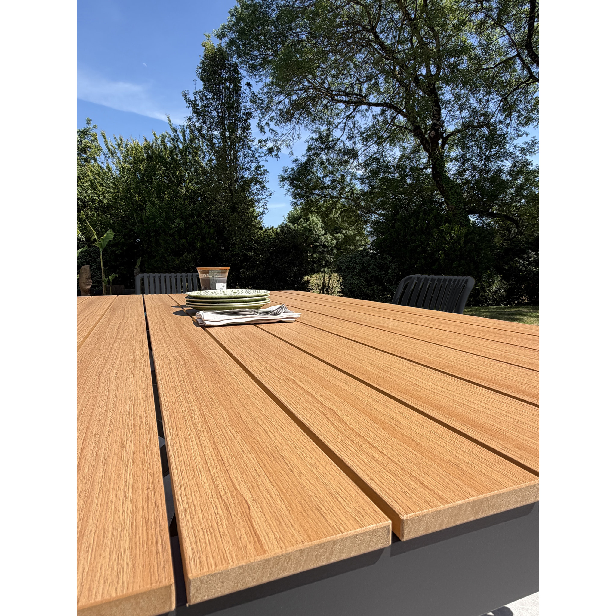LAMU - Ensemble repas de jardin 6 places en alu - Gris anthracite