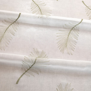 Voilage brodé à motifs feuilles - Kaki