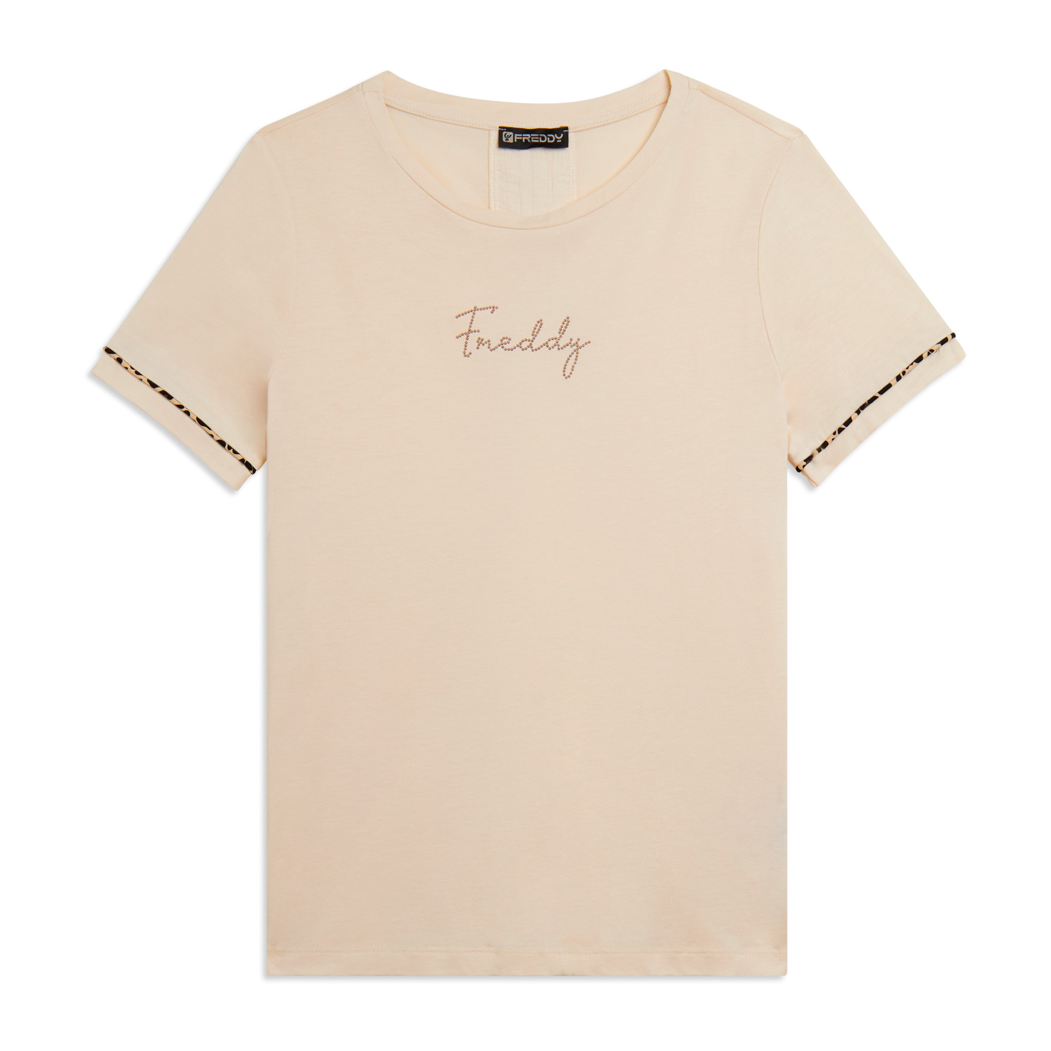T-shirt con inserto crinkle sul retro e dettagli animalier