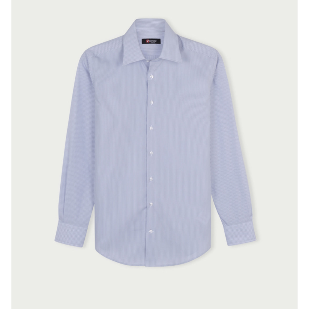 Camicia Uomo 1 Bottone Italiano Slim Cotone Riga Stretta Grigio/Bianco