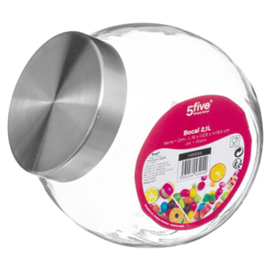 Bocal verre à bonbons couvercle inox 2,1L