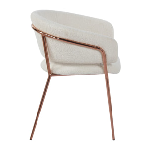 Set 2 sedie in tessuto teddy crema con gambe metallo - Cloud