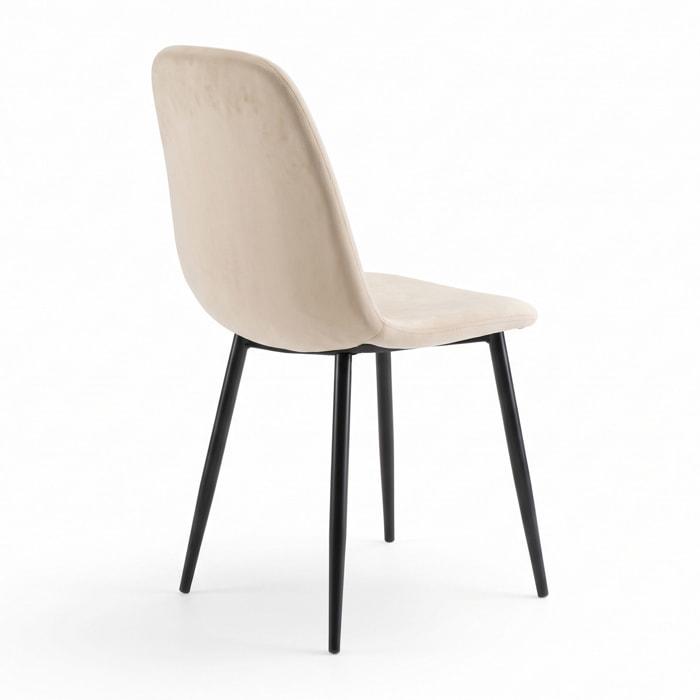 Set di 4 sedie SALAMANCA in tessuto effetto velluto beige e gambe nere
