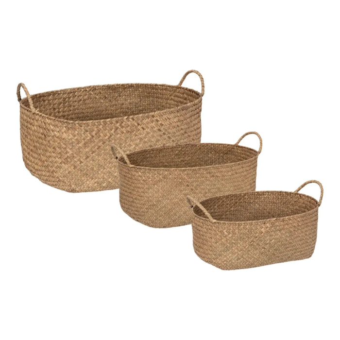 Set de 3 paniers "Elora" en jonc de mer L35/42/50cm