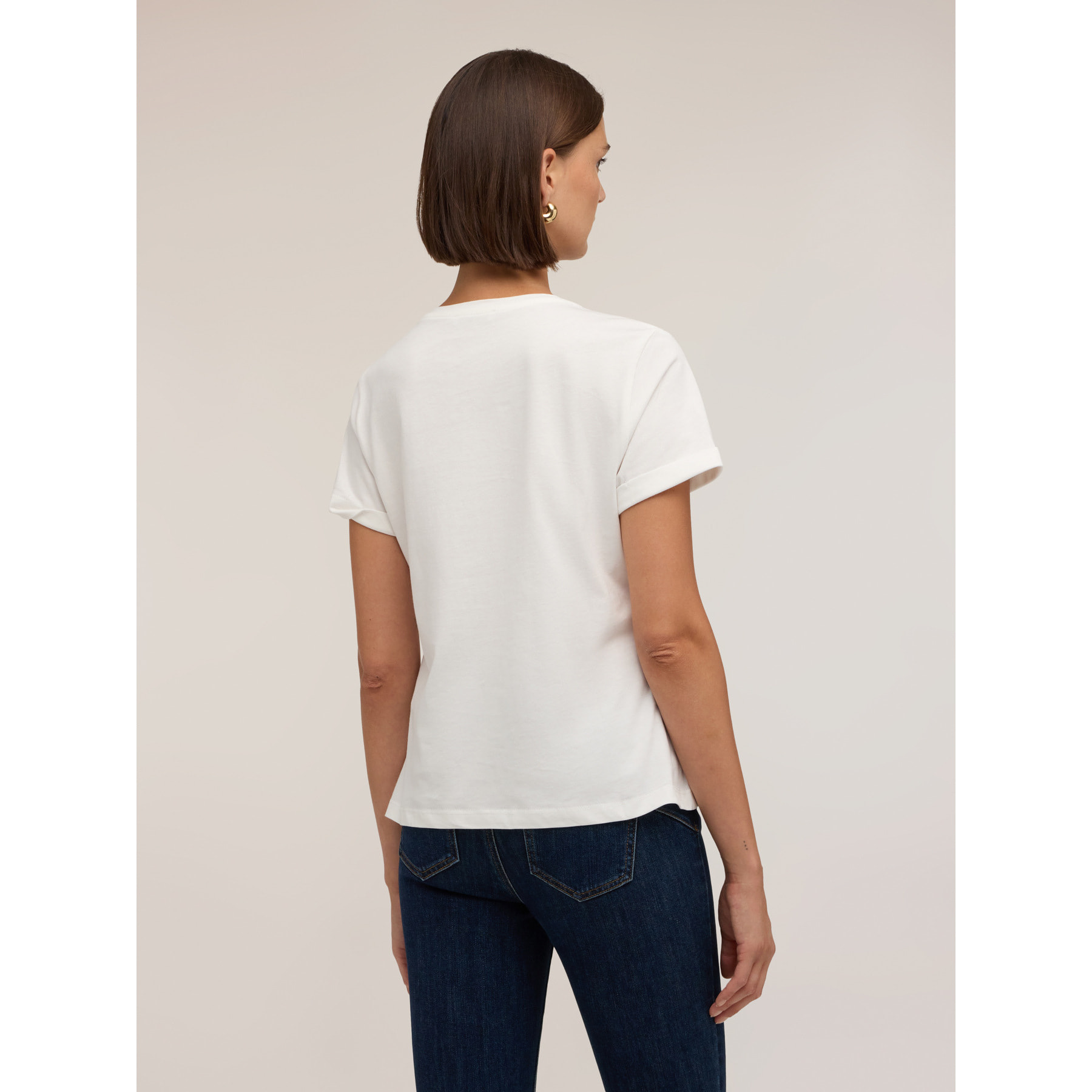 Motivi - Camiseta con letras y corazón de strass - Blanco