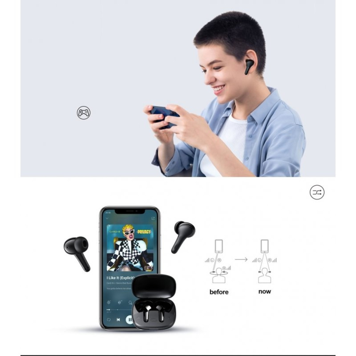 Ecouteurs Bluetooth Noir