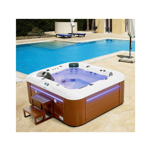 Spa LED "Bora-Bora" - 6 places - Cuve blanche - système Balboa -  Enceintes bluetooth intégrées