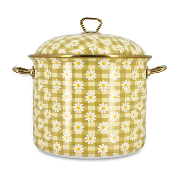 Marmite 24cm en acier émaillé avec motif margherite - tous feux DAISY