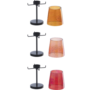 J-Line Photophore - verre - orange/rouge - 3 pièces