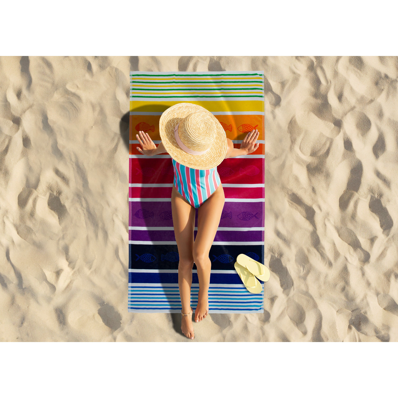 Telo Mare Spugna Jacquard Spiaggia Disegno Marsa Alam