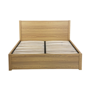 Lit avec sommier à lattes et tête de lit 160 x 200cm + 4 tiroirs décor bois NEPAL