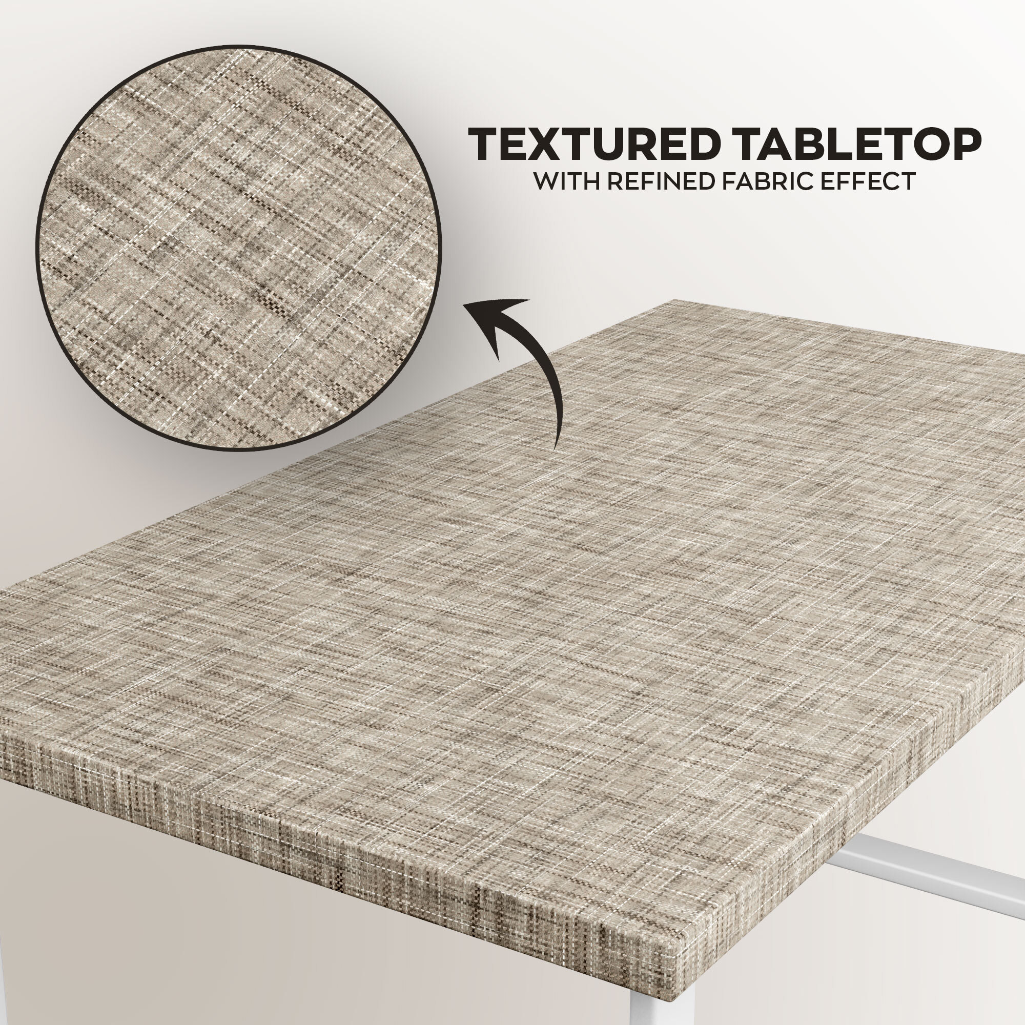 Tavolo da pranzo in legno e metallo con piedi squared bianchi 220x100 cm Grigio Testurizzato