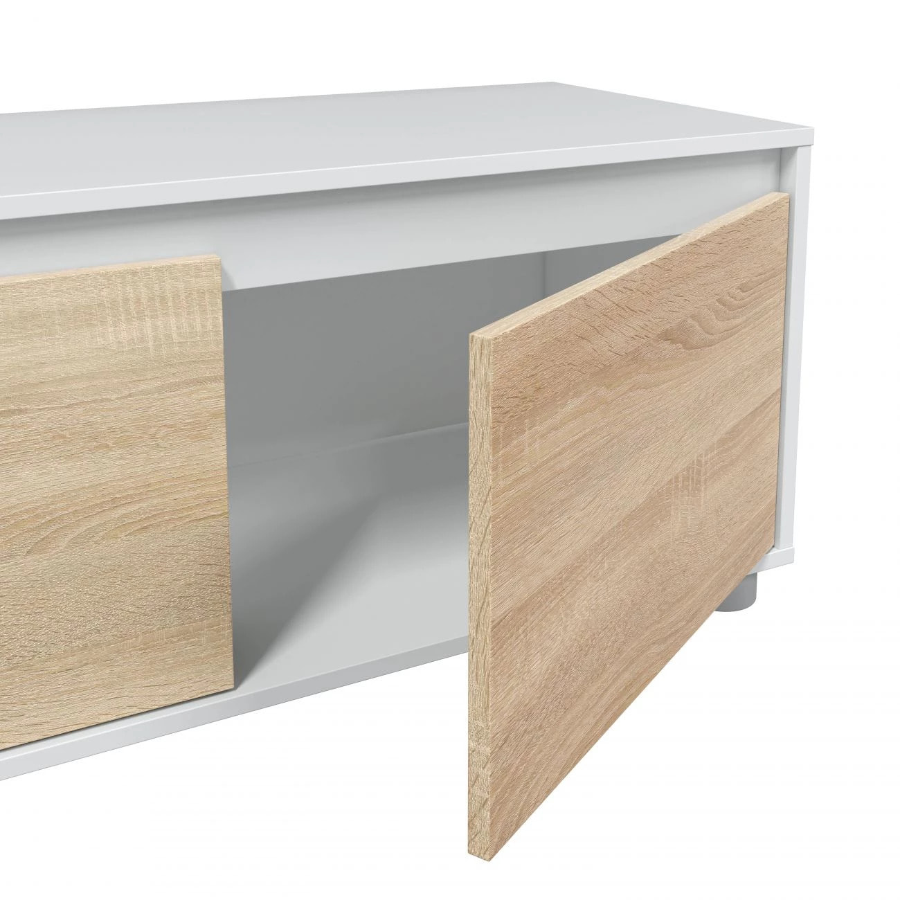 Salón Alida Blanco Artik (Blanco Mate) - Roble Canadian