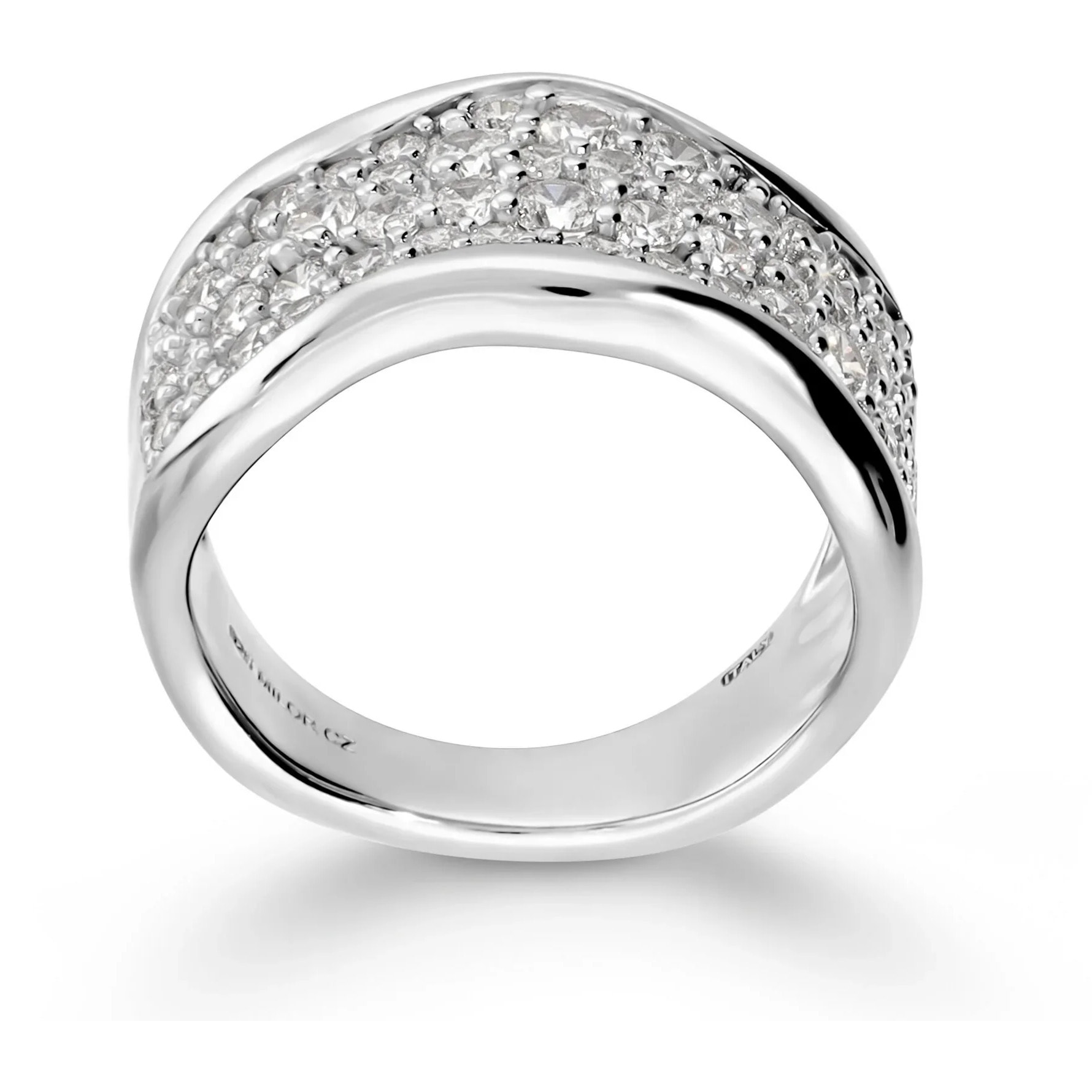 Anello a Fascia in Argento 925 con Pavé di Cubic Zirconia