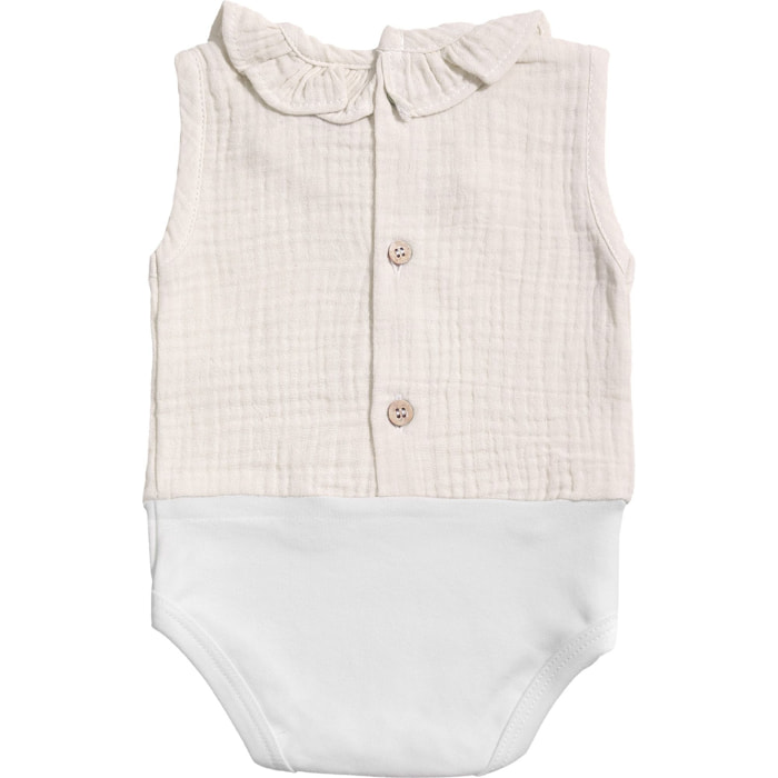 Body bebé sin mangas cuello bambula