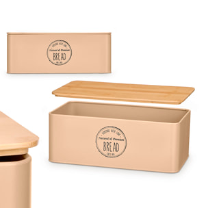 Scatola beige con coperchio in bambù. Design "Bread".