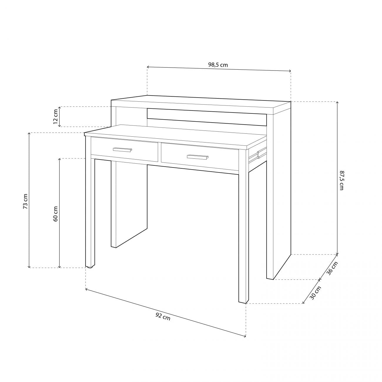 Mesa de escritorio extensible Zira Blanco Artik (Blanco Mate)