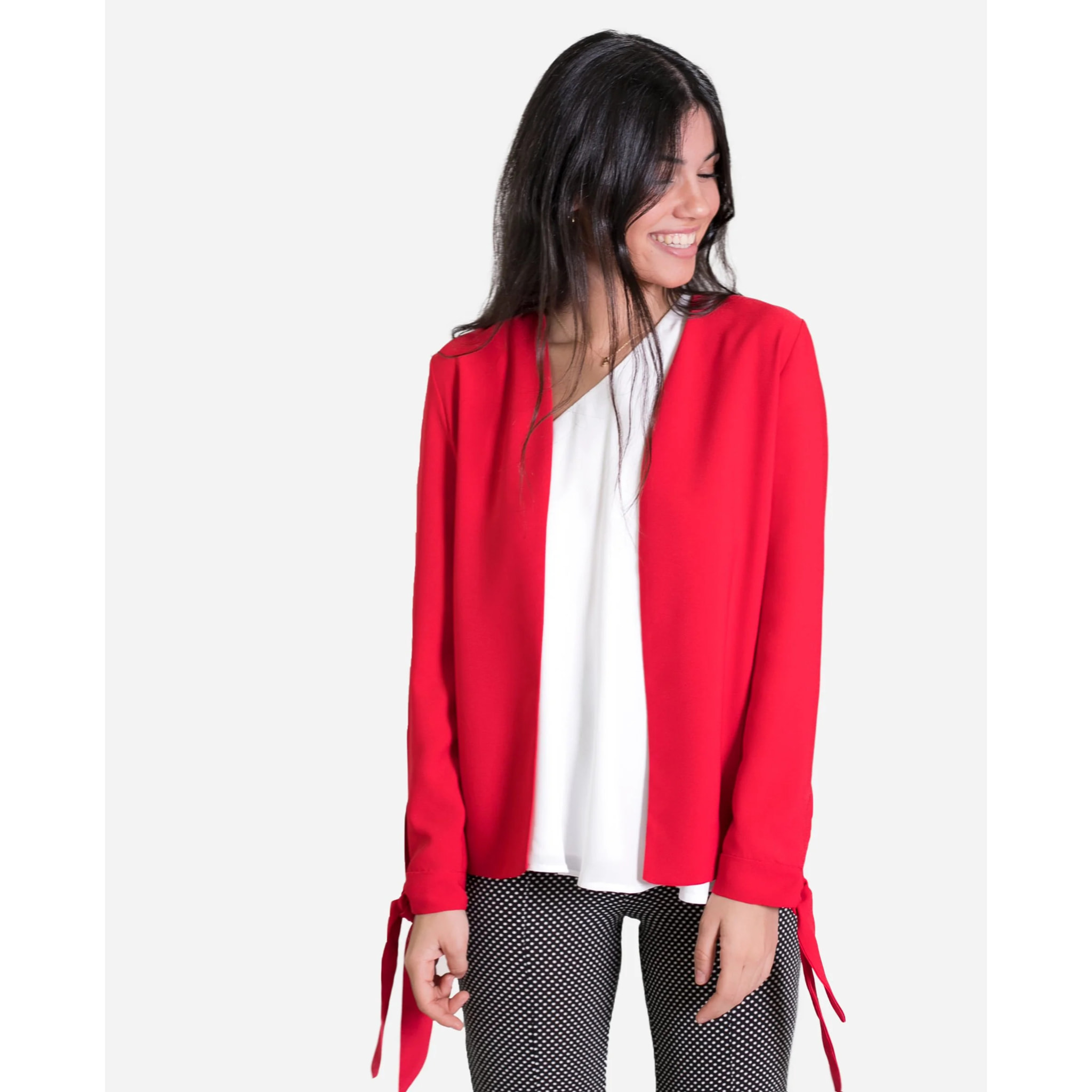 Blazer roja elegante mujer | Chaqueta americana mujer