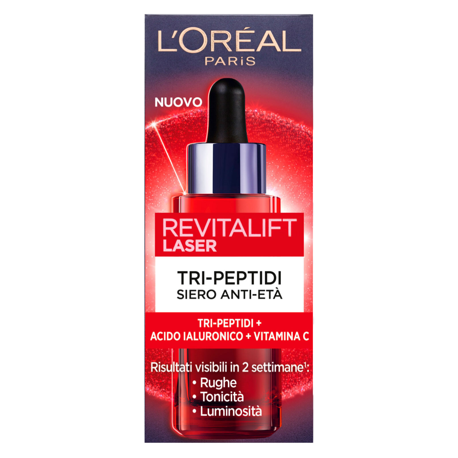 Siero Anti-Età Tri-Peptidi Revitalift Laser con Acido Ialuronico e Vitamina C Rimpolpante - Flacone da 30ml