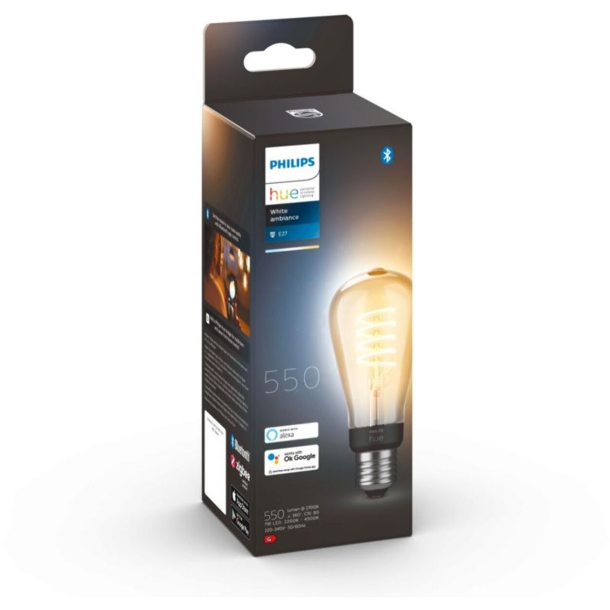 Ampoule LED connectée PHILIPS HUE E27 White Ambiance Filament