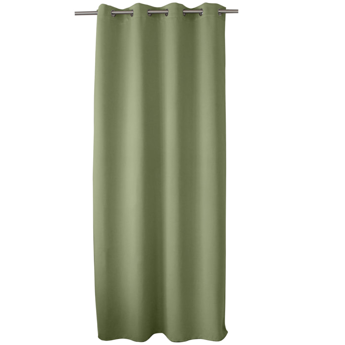Rideau occultant fil noir avec 8 œillets - Vert Olive