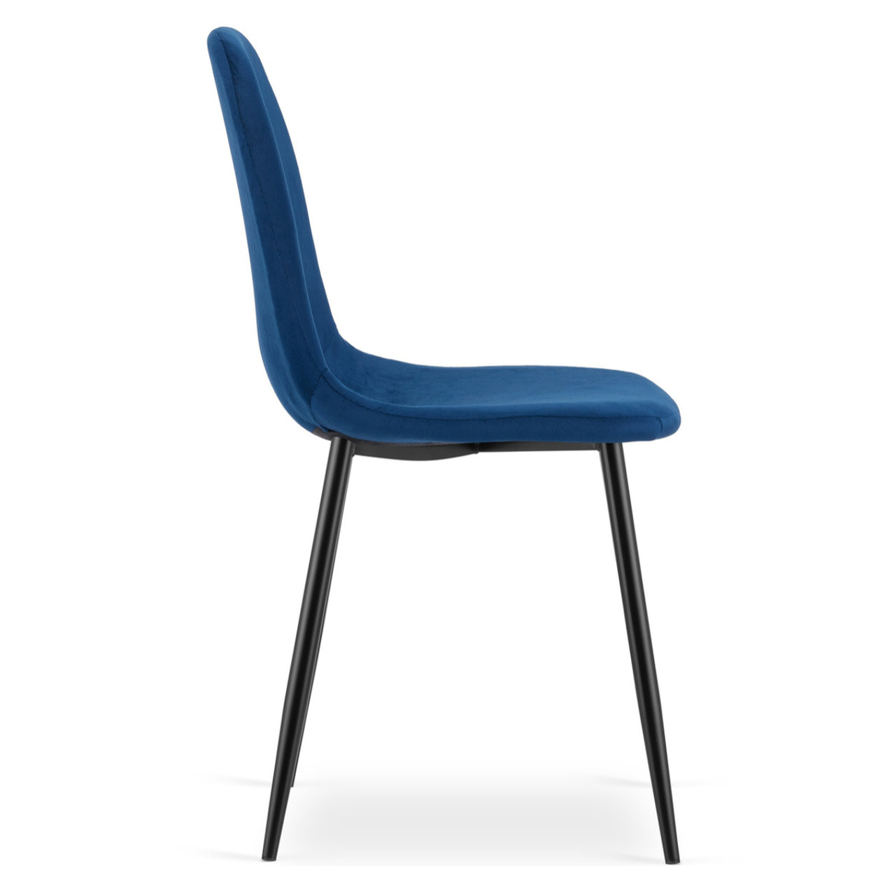 Sedia Padva in velluto blu scuro con gambe nere