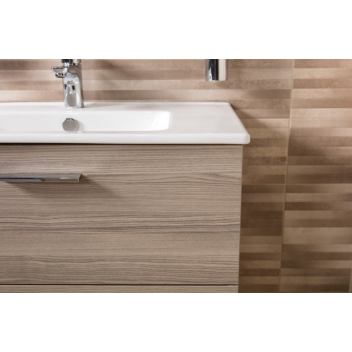 Lot de 4 meubles de salle de bain Mia 60 cm avec miroir, lavabo et éclairage LED, finition Cordoba (MIASET60C-GVP04)
