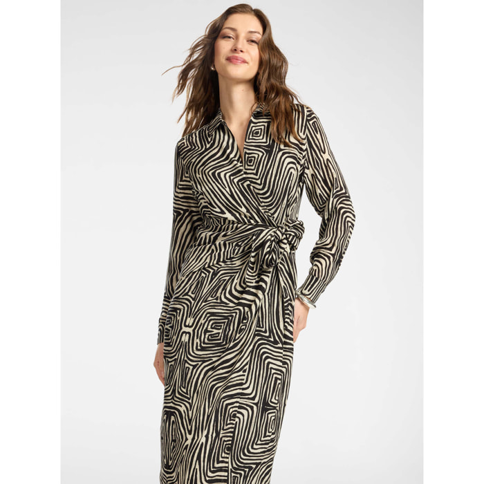 Elena Mirò - Vestido de viscosa estampado - Negro