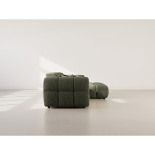 Mini Ray - Canapé d'angle droit 4 places en tissu texturé - Vert Kaki