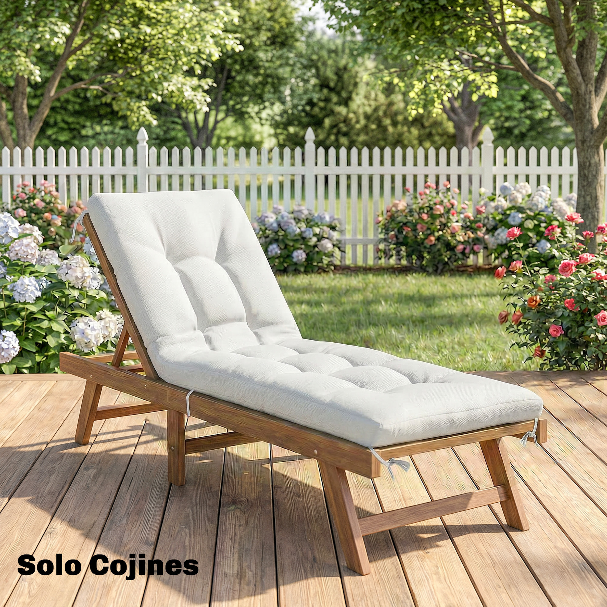 Cojín para Banco Exterior, Cojín para Banco y Tumbona de Jardín con Correas de Sujeción, Protección UV50+, Rebote Lento, para Interior y Exterior, 198x65x13 cm, Crema