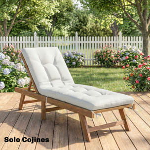 Cojín para Banco Exterior, Cojín para Banco y Tumbona de Jardín con Correas de Sujeción, Protección UV50+, Rebote Lento, para Interior y Exterior, 198x65x13 cm, Crema