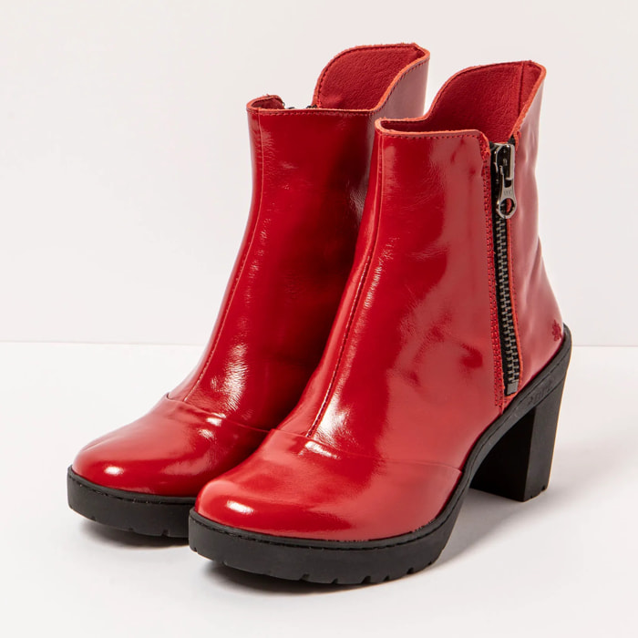 Botines con tacón 1759 NAPPA SHINNY RED/ TRAVEL color Red